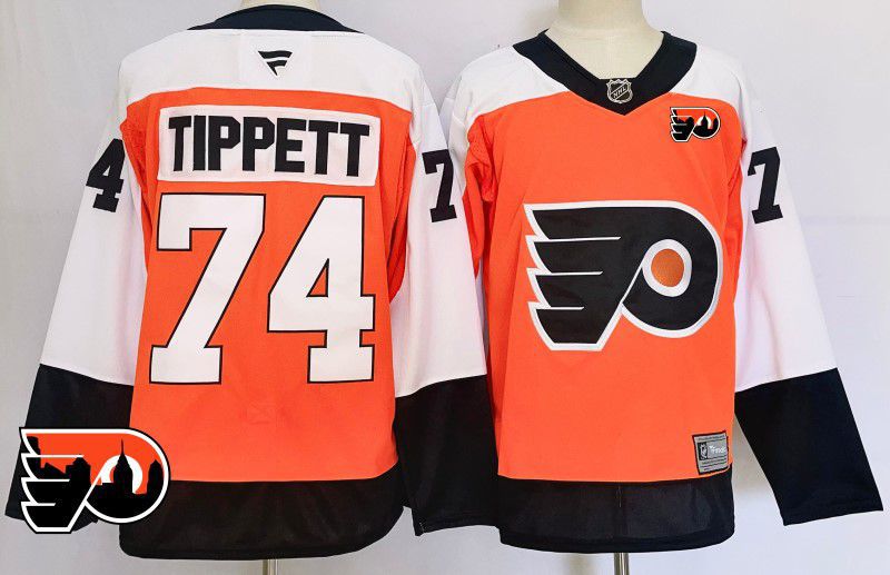 Men Philadelphia Flyers #74 Tippett Orange Fanatics 2025 NHL Jersey style 4